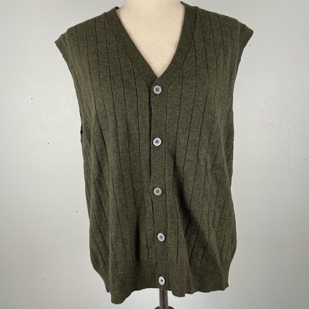 Club Room Lambs Wool Sweater Cardigan Vest Size L EUC